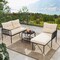 3-Piece Outdoor Sectional Patio Set Black PE Rattan Loveseat & Lounge Sofa with Cushions